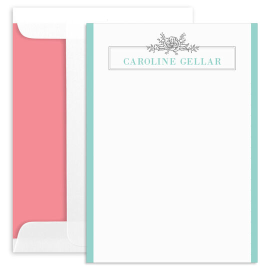 Floral Swag Flat Note Cards with Optional Writing Lines